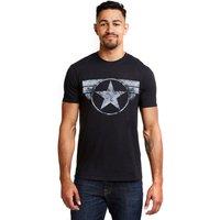 Marvel Men's Cap Logo Cotton T-shirt in Black | Size: Medium