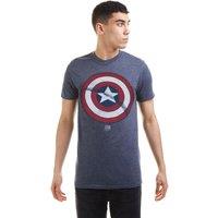 Marvel Men's Captain America Shield Cotton T-Shirt in Navy | Size: Large