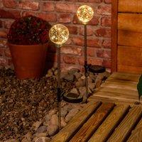 ValueLights Fairy Globe Solar Powered Outdoor Spike Lights 2 Pack Garden Stake Lamp in Clear