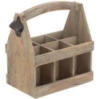 Red Hamper Wood Oak Effect Wooden Bottle Carrier in Brown