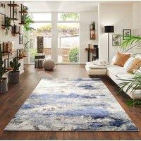 Desire Rugs Onyx Modern Abstract Area Rug - Stylish Sprayed Design for Elegant Interiors in Navy | Size: 60 cm x 220 cm
