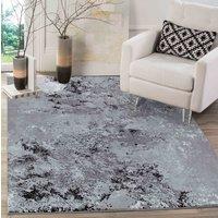 Desire Rugs Serenity Modern Abstract Lines Area Rug - Contemporary Style for Living Room, Bedroom or Hallway in Black | Size: 60 cm x 220 cm