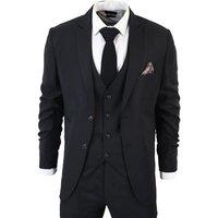 Infinity Leather Men's IM1 Classic Plain 3 Piece Suit in True Black | Size: 50R