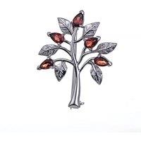 Ojewellery Women's Garnet Tree of Life Brooch in Red
