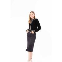 Dexia Women's Tweed Pattern Button Detailed Sweater Cardigan in Black | Size: Medium