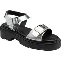 Ravel Women's 'Aire' Leather Flatform Sandals in Silver | Size: 7