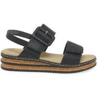 Rieker Women's 'Page' Wedge Heel Sandals in Black | Size: 6