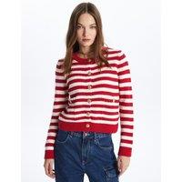 Elegant Button-Up Striped Knitted Cardigan & Jumper