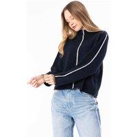 Dexia Women's Turtleneck Jumper with Striped Detail in Navy | Size: Medium