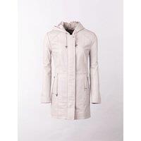 Lakeland Leather Women's 'Ambleside' Hooded Leather Coat in Grey | Size: 16