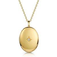 LOVELOX Lockets Women's Large Oval Locket With Clear Crystal in Gold