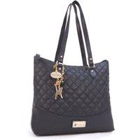 Catwalk Collection Handbags Women's Sofia Quilted Leather Handbag in Jet Black | Size: Large