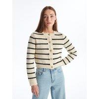 Navy Blue Striped Sweater Long Sleeve Cardigan