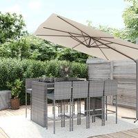 Berkfield Home 9 Piece Garden Bar Set with Cushions Grey Poly Rattan