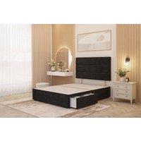 Somnior Chambery 2 Draw Divan Bed Frame with Headboard Plush Velvet in Black | Size: Super King