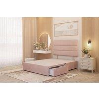 Somnior Chambery 2 Draw Divan Bed Frame with Headboard Plush Velvet in Pink | Size: Super King