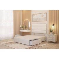 Somnior Chambery 2 Draw Divan Bed Frame with Headboard Plush Velvet in White | Size: Super King