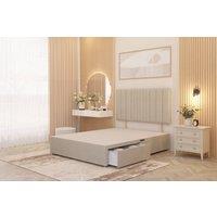 Somnior Alexas 2 Draw Divan Bed Base with Headboard Tweed Fabric in Natural | Size: Super King