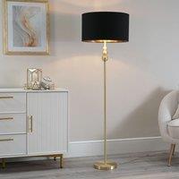 ValueLights Marissa Black & Metallic Gold Shade with Brushed Gold Stacked Ball Floor Lamp