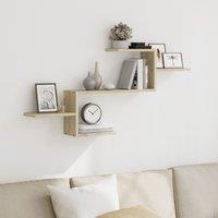 Berkfield Home Wall Shelf Sonoma Oak 104x15x49 cm Engineered Wood in Brown | Size: 104 x 15 x 49 cm