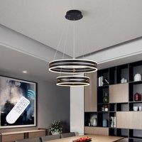 2-Ring 64W Black Acrylic Dimmable LED Chandelier with Remote Control
