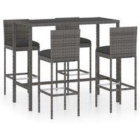 Berkfield Home 5 Piece Garden Bar Set with Cushions Poly Rattan Grey
