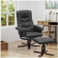Black PU Leather Adjustable Swivel Recliner with Footstool