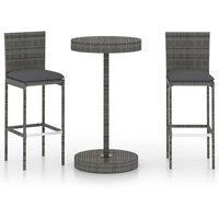 Berkfield Home 3 Piece Garden Bar Set with Cushions Poly Rattan Grey