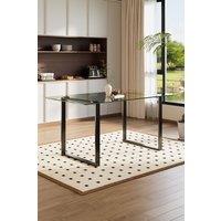 Modern Tempered Glass Dining Table 160cm with Black Metal Base