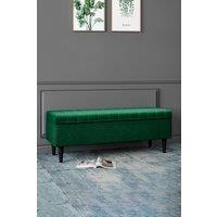 Green Upholstered Storage Ottoman Entryway Bench