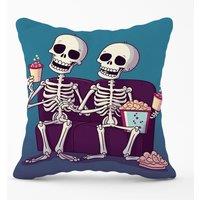 Warren Reed - Designer Skeletons At The Cinema Cushions | Size: 60 cm x 60 cm