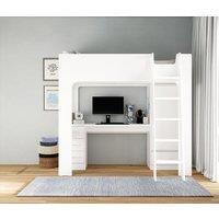 Flintshire Furniture Ltd Eden High Sleeper Bed with Desk & Storage in White | Size: Single