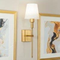 ValueLights Kincaid Set of 2 Rechargeable Easy Fit Dimmable Remote Control Wall Light with Shade in Metallic Gold