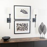 ValueLights Kincaid Set of 2 Rechargeable Easy Fit Dimmable Remote Control Wall Light with Shade in Black
