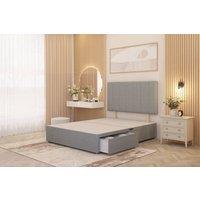 Somnior Austin Divan Bed Base with 2 Storage Drawers & Headboard Linen Fabric in Light Grey | Size: King