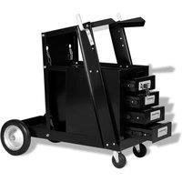Berkfield Home Welding Cart with 4 Drawers Black