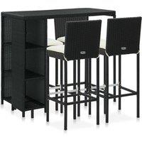 Berkfield Home 5 Piece Garden Bar Set with Cushions Poly Rattan Black
