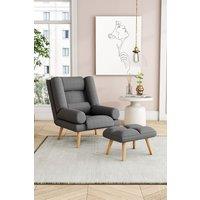 Modern Upholstered Recliner with Footstool