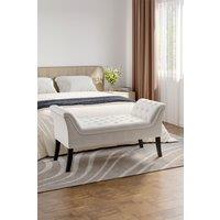 Contemporary Velvet Buttoned Bench with Black Wood Legs