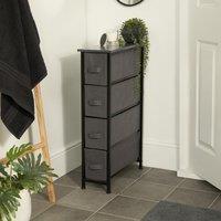 OHS Narrow 4 Drawer Storage Cabinet Bedside Table Unit Fabric Organiser in Light Grey