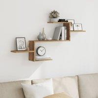 Berkfield Home Wall Shelf Artisian Oak 104x15x49 cm Engineered Wood in Brown | Size: 104 x 15 x 49 cm