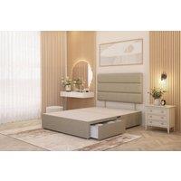 Somnior Chambery 2 Draw Divan Bed Frame with Headboard Linen Fabric in Beige | Size: Small Double
