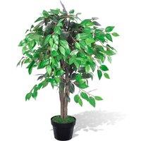 Berkfield Home Artificial Plant Ficus Tree with Pot 90 cm in Green