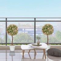 HOMCOM Set of 2 Decorative Artificial Plants, Cream White