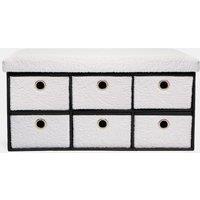 OHS Storage Cube Unit 6 Draw Ottoman Space Saving Chest Shoe Boucle Organiser in White
