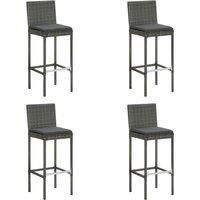 Berkfield Home Garden Bar Stools with Cushions 4 pcs Grey Poly Rattan
