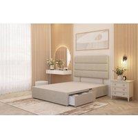 Somnior Chambery 2 Draw Divan Bed Frame with Headboard Tweed Fabric in Natural | Size: Small Double