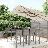 Berkfield Home 9 Piece Garden Bar Set with Cushions Grey Poly Rattan