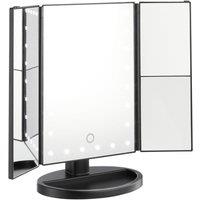 Makeup Mirror with LED Lights,Adjustable Touch Screen and 1x/2x/3x Magnification Tri-Fold Vanity Mirror, Gift for Women