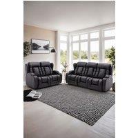More4Homes Caesar Electric Recliner Bonded Leather 2+3 Seater Sofa Set in Black